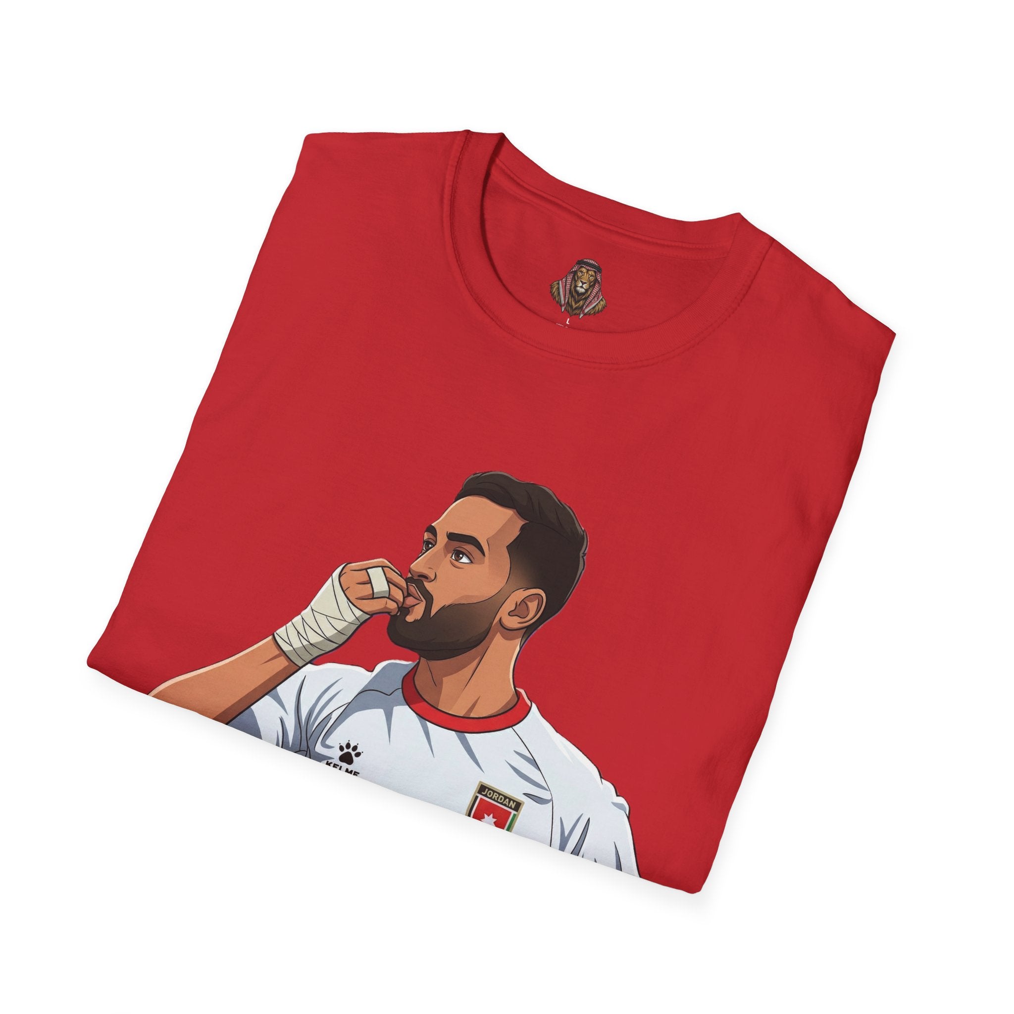 Soccer King T-Shirt — Lion with Shemagh & #9 Footballer Graphic Tee