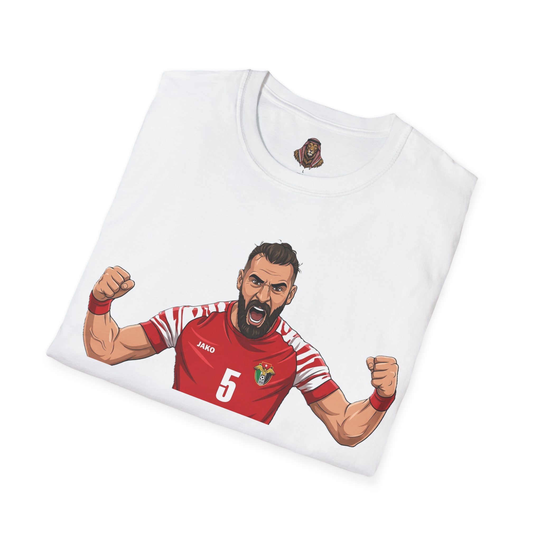 Lion Shemagh T-Shirt — Middle Eastern Pride Tee (Soccer Fan Design)
