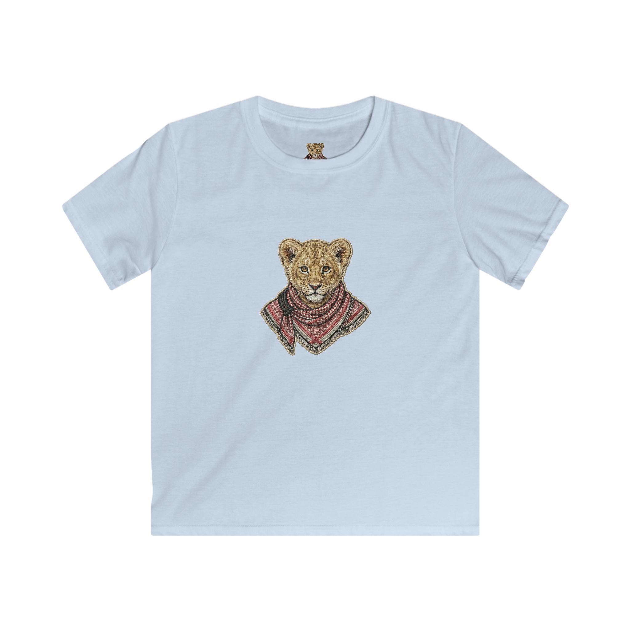 Kids Lion Cub T‑Shirt — Cute Scarfed Baby Lion Graphic Tee for Boys & Girls