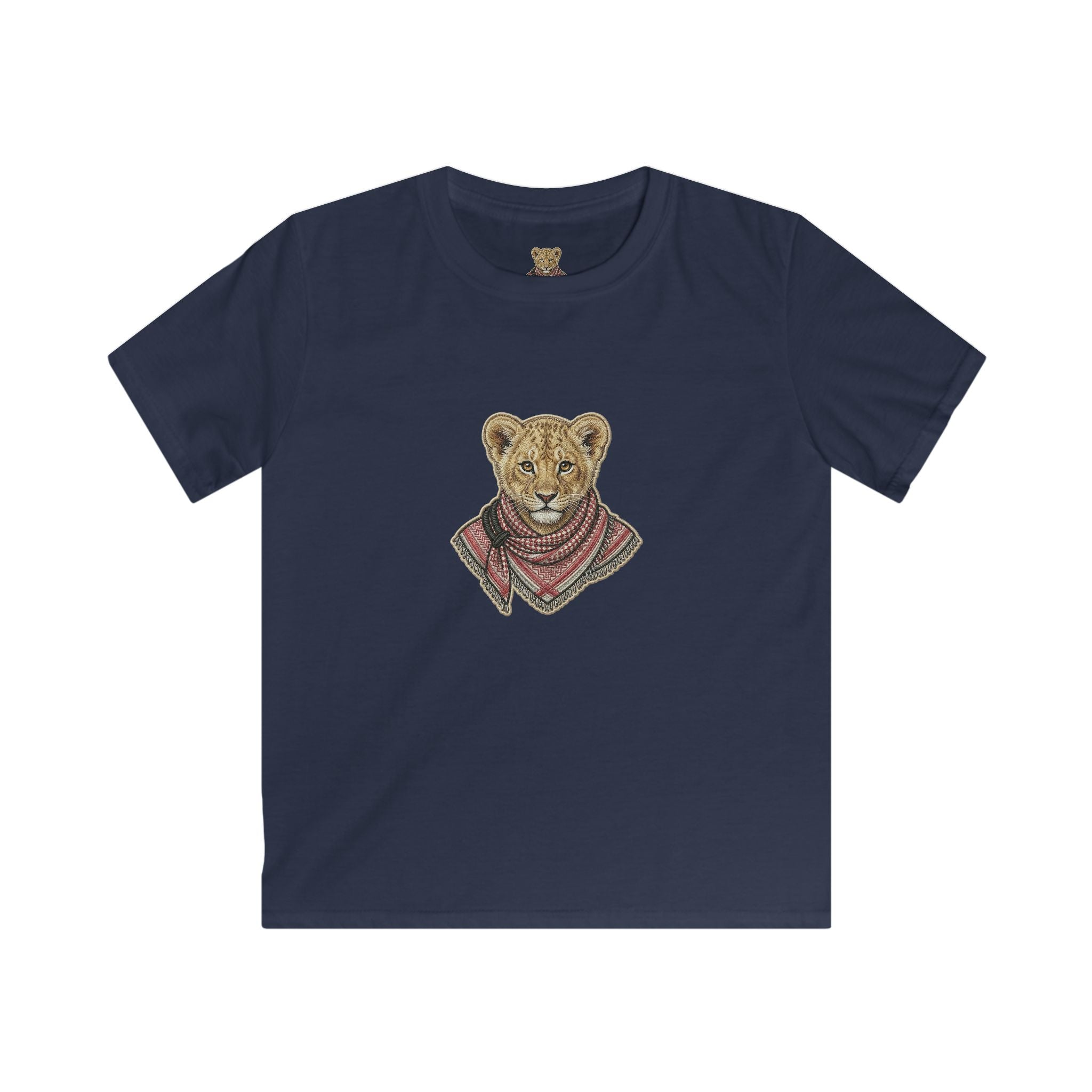 Kids Lion Cub T‑Shirt — Cute Scarfed Baby Lion Graphic Tee for Boys & Girls