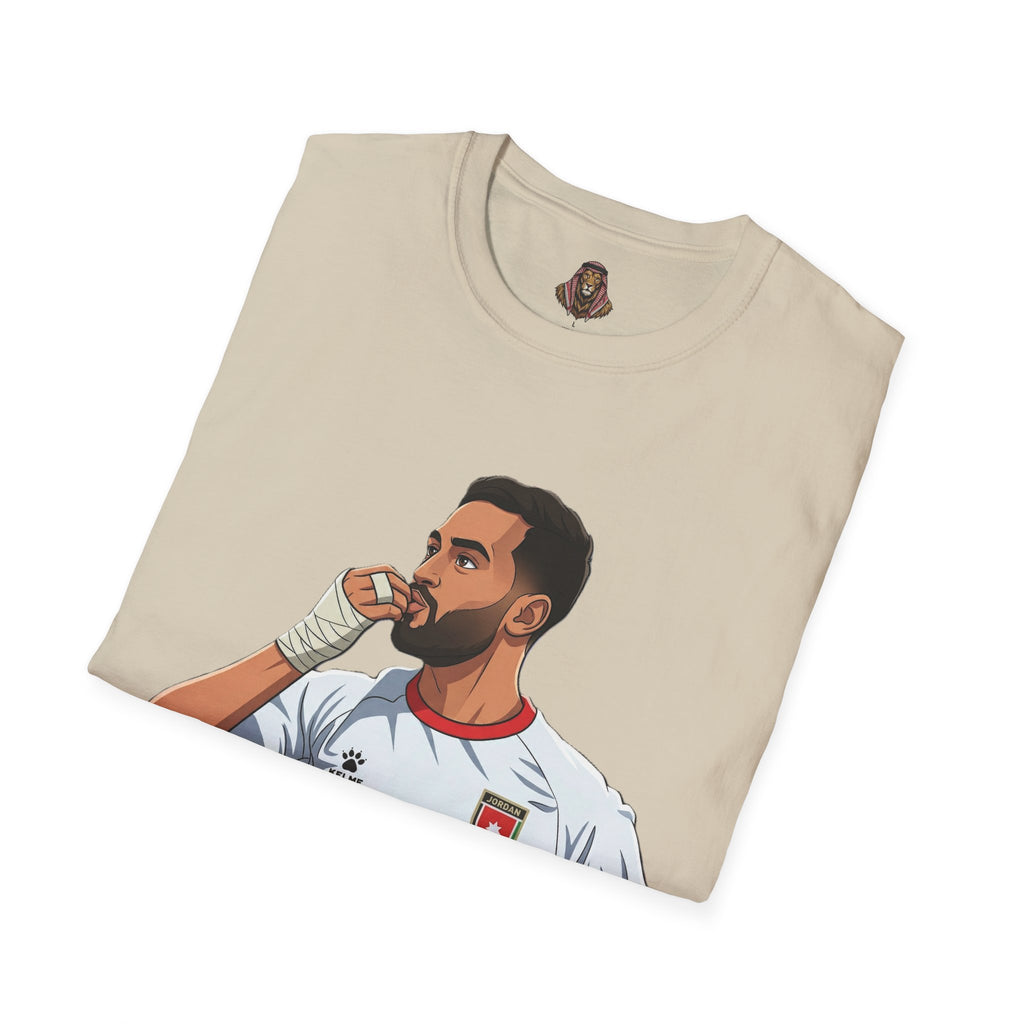 Soccer King T-Shirt — Lion with Shemagh & #9 Footballer Graphic Tee