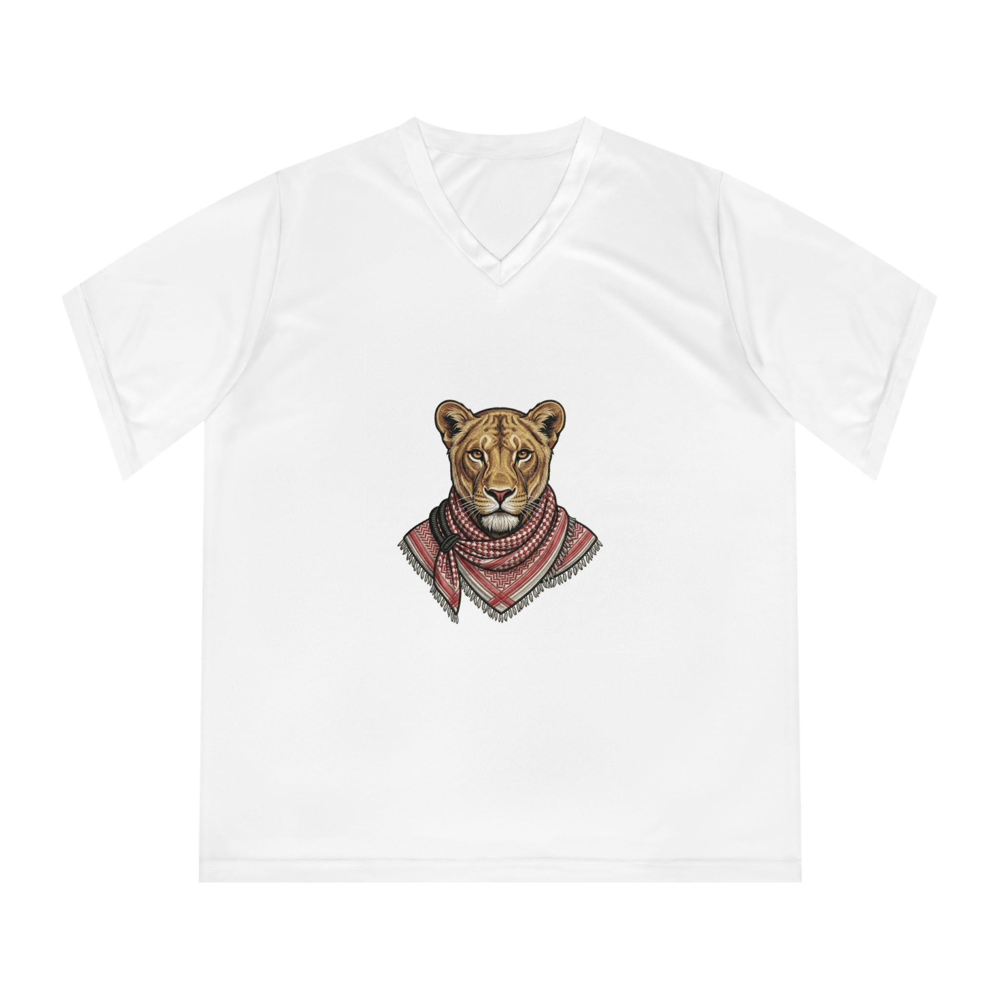 Lioness Scarf Graphic V-Neck Tee