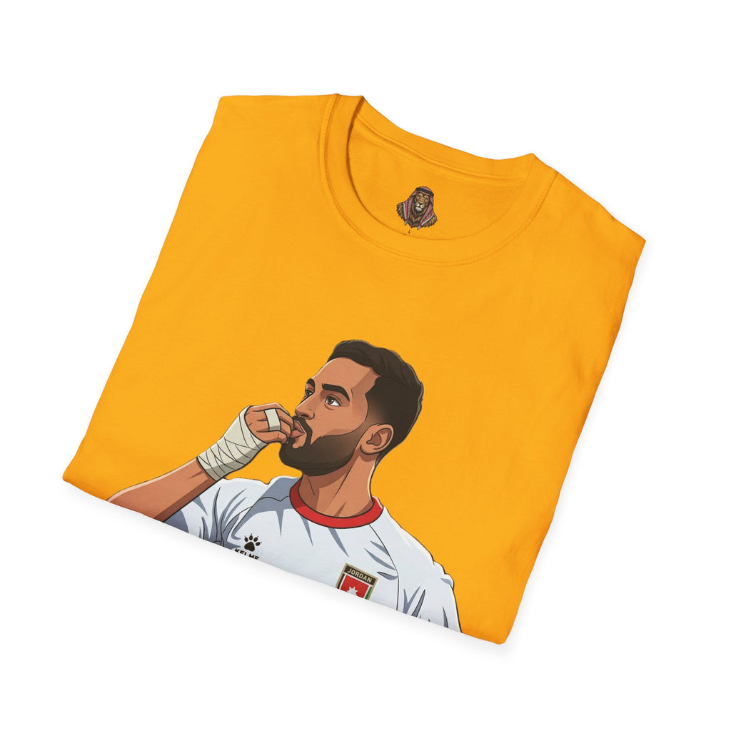 Soccer King T-Shirt — Lion with Shemagh & #9 Footballer Graphic Tee