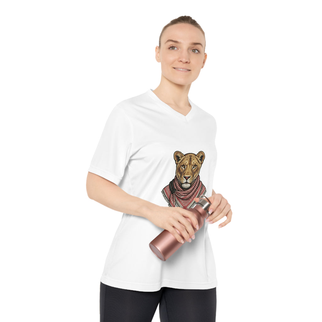 Lioness Scarf Graphic V-Neck Tee