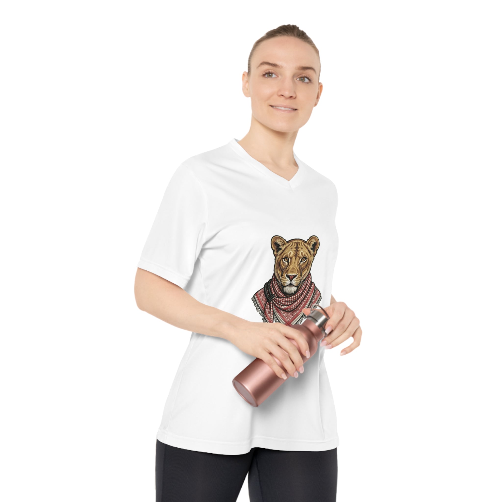 Lioness Scarf Graphic V-Neck Tee