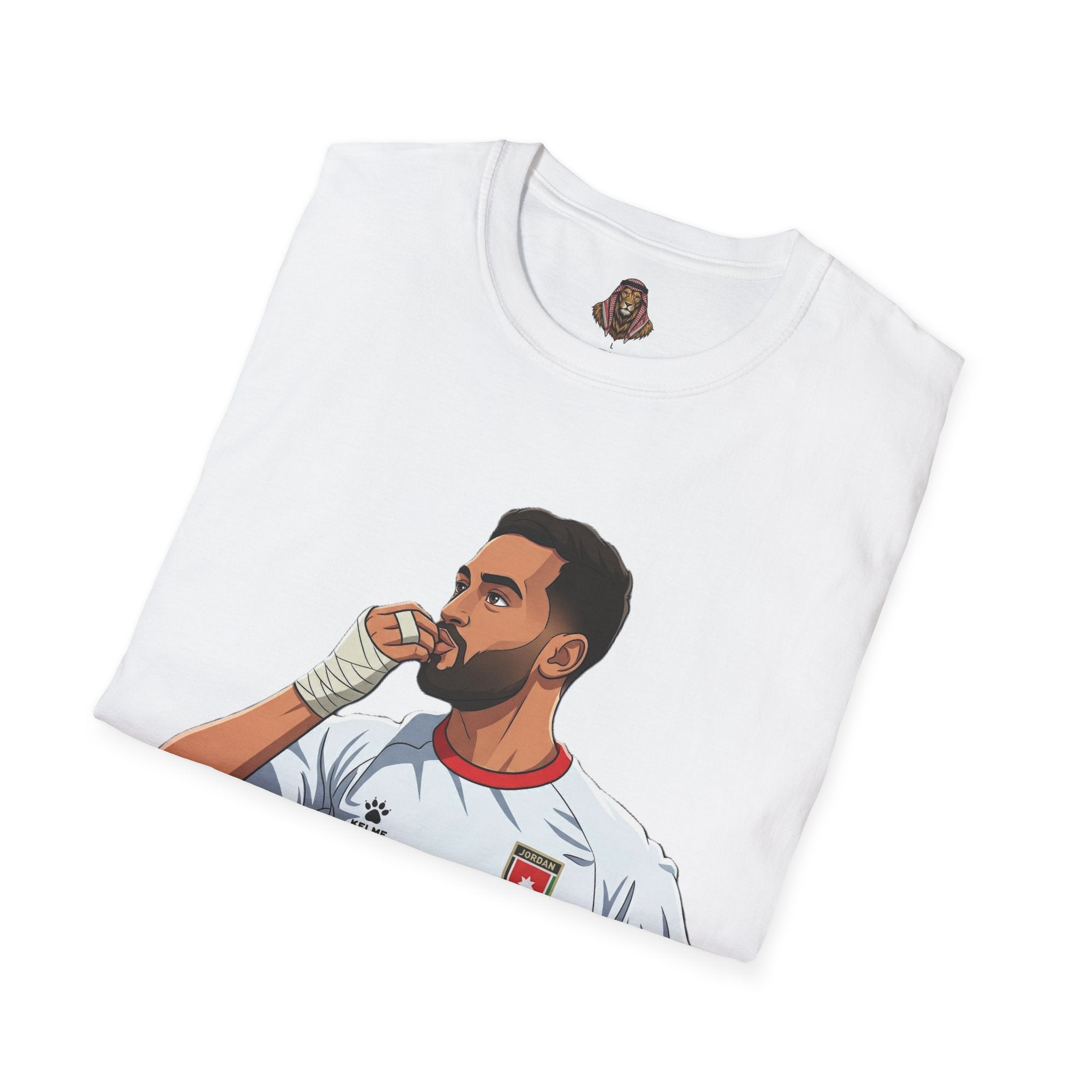 Soccer King T-Shirt — Lion with Shemagh & #9 Footballer Graphic Tee
