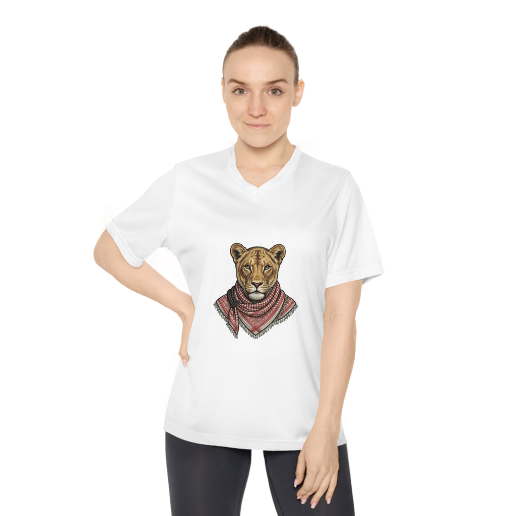 Lioness Scarf Graphic V-Neck Tee
