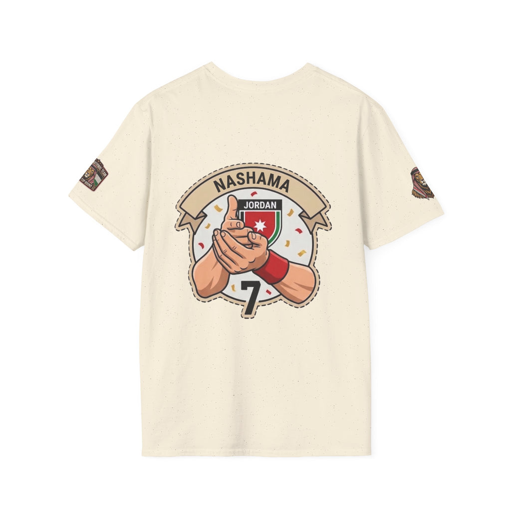 Soccer Player Illustration T-Shirt — 'Nashama' Clapping Crest