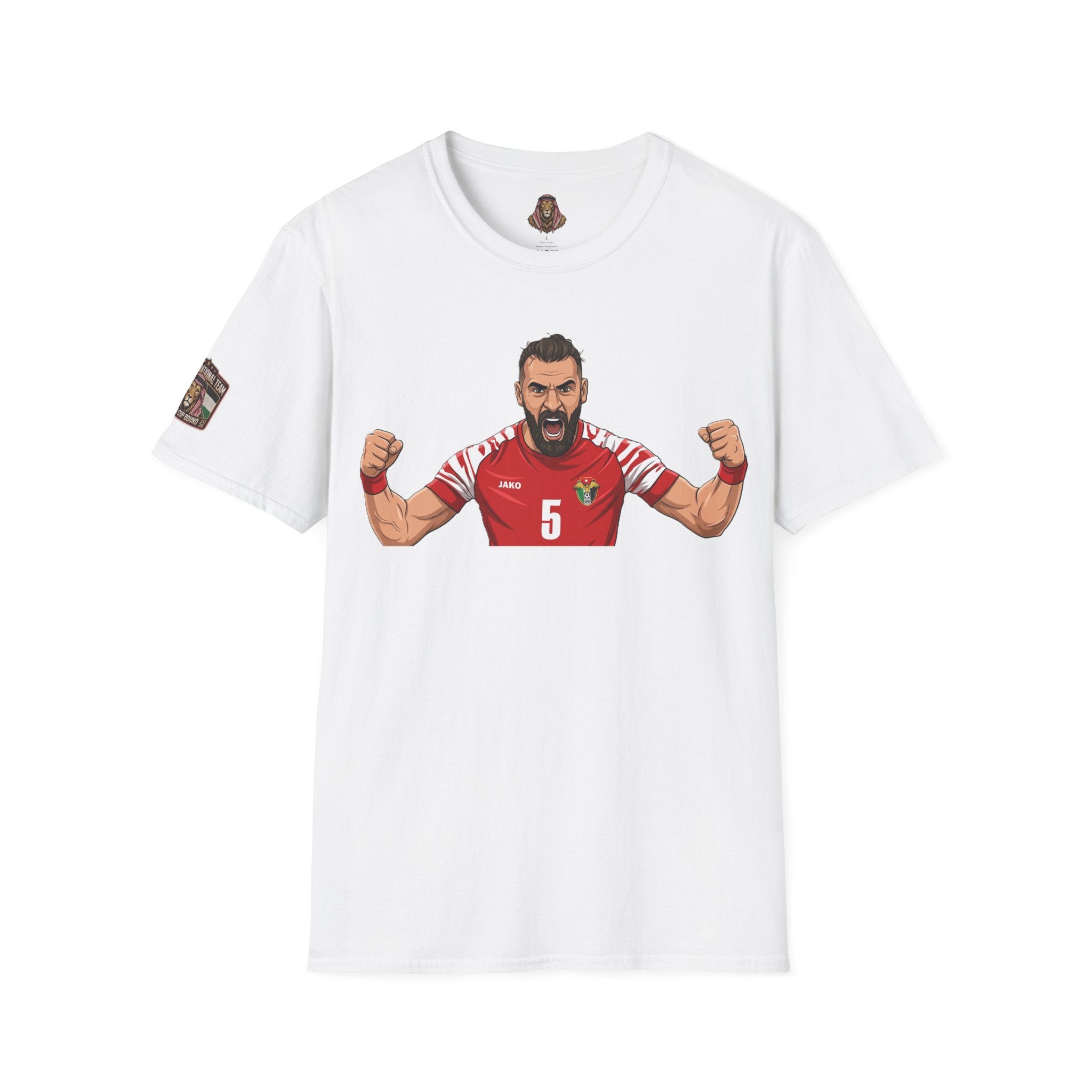 Lion Shemagh T-Shirt — Middle Eastern Pride Tee (Soccer Fan Design)