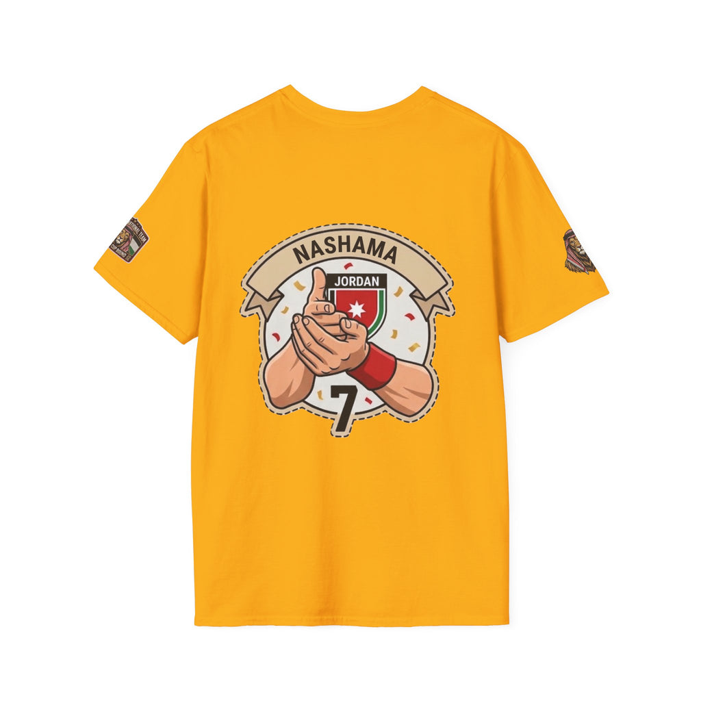 Soccer Player Illustration T-Shirt — 'Nashama' Clapping Crest