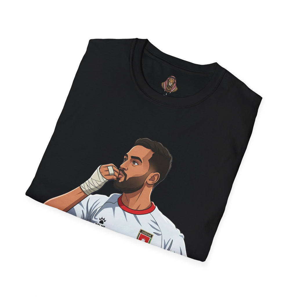 Soccer King T-Shirt — Lion with Shemagh & #9 Footballer Graphic Tee